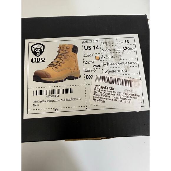 OUXX Work Boots for Men, Side Zipper Steel Toe Shoes, Water-Resistant, Non-Slip - Picture 4 of 7